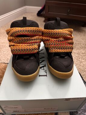 Lanvin Black CURB SNEAKERS IN LEATHER